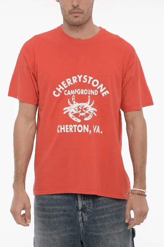 Weekend Discounts to Enjoy Wild Donkey Solid Color CHERRYSTONE Crew-neck T-Shirt with Contrasting P