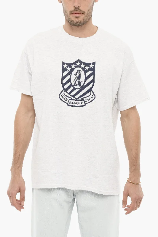 Weekend Deals That Dazzle Wild Donkey Solid Color RANGER Crew-neck T-Shirt with Contrasting Print