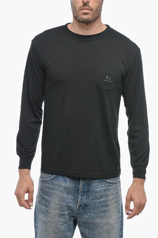 Act Fast Woolrich Long Sleeved Crew-neck T-Shirt with Breast Pocket