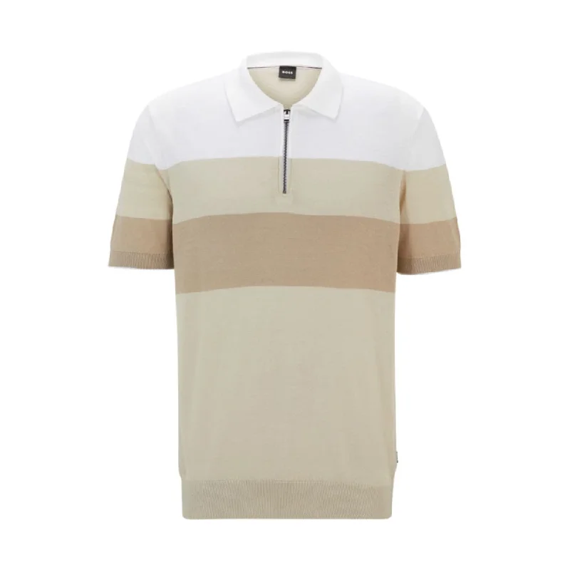 Price Blitz Zip-neck knit polo in a linen blend